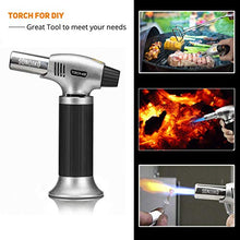 Load image into Gallery viewer, Sondiko Butane Torch, Refillable Kitchen Torch Lighter, Fit All Butane Tanks Blow Torch with Safety Lock and Adjustable Flame for Desserts, Creme Brulee, BBQ and Baking(Butane Gas Not Included)