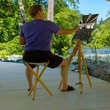 Load image into Gallery viewer, European Folding Artist Wooden Stool Perfect for Plein Air Painting and Travel, 21" High 14" Triangular Seat Supports Up to 195 lbs - Walnut Finish