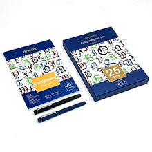 Load image into Gallery viewer, Artecho Calligraphy Pen 25pcs set, Includes Calligraphy Pens, Nibs, Ink Cartridges, Ink Pump and Calligraphy Pad, Suitable for hand lettering and calligraphy practice, Perfect Gift Set