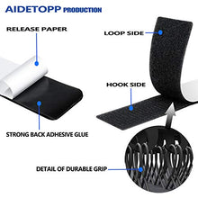 Load image into Gallery viewer, AIDETOPP 24 Pairs 1.6" x 2.4" Self Adhesive Hook and Loop Strips, Rug Grippers, Fasteners Sticky Tape, Double Sided Mounting Tape Fit for Home Office School DIY Craft or Anti Slip Use, Black