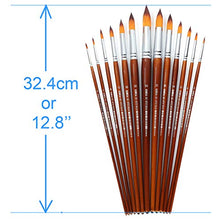 Load image into Gallery viewer, 13 Pcs Long Handle Pointed Round Large Paint Brushes Set with Premium Quality Synthetic Sable Hair for Acrylic Watercolor Oil Gouache Painting by Art Students, Professionals and Artists