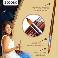 Load image into Gallery viewer, BOSOBO Pointed-Round Paint Brushes Set, 13pcs Professional Wood Handle Nylon Hair Artist Paintbrushes for Watercolor Acrylic Ink Gouache Oil Tempera Painting, Face Body Art, Craft and Paint by Number