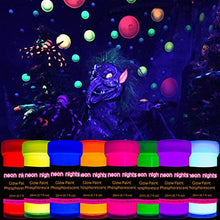 Load image into Gallery viewer, Premium Glow in the Dark Acrylic Paint Set by neon nights – Set of 8 Professional Grade Neon Craft Paints – Long-Lasting Self-Luminous Paint Handcrafted in Germany – 8 x 20 ml / 0.7 fl oz
