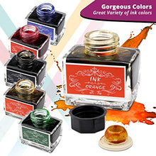 Load image into Gallery viewer, Calligraphy Ink Set | Calligraphy Set Includes 15 ml Black Ink, Blue Ink, Red Ink, Green Ink, Purple Ink and Orange Ink | Fountain Pen Ink | Dip Pen Ink | Bottled Ink for Fountain Pens | Ink Well