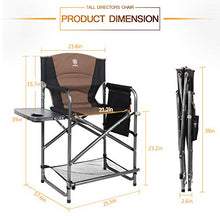 Load image into Gallery viewer, EVER ADVANCED Medium Tall Directors Chair Foldable Makeup Artist Chair Bar Height with Side Table Cup Holder and Storage Bag Footrest, Supports 300LBS (Brown, Seat Height: 23.2 inches)