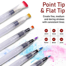 Load image into Gallery viewer, Water Brush Pens by DUGATO, Set of 6 Aqua Pen Painting Brushes with Broad & Detailed Tiny Tip Nylon, Refillable Water Brush Pens for Coloring, Art, Painting, Lettering