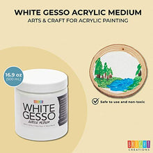 Load image into Gallery viewer, White Gesso Acrylic Paint Base for Canvas, Art, Craft Supplies 500 ml (16.9 oz)