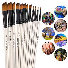 Load image into Gallery viewer, Angular Paint Brushes Nylon Hair Angled Watercolor Pait Brush Set for Acrylics Watercolors Gouache Inks Oil and Tempera(12pcs Pearl White Angled Paintbrush Set)