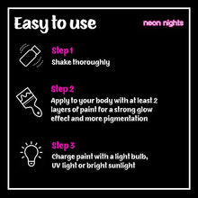 Load image into Gallery viewer, neon nights 8 x UV Body Paint Set | Black Light Glow Makeup Kit | Fluorescent Face Paints for Halloween Blacklight Bodypainting