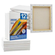 Load image into Gallery viewer, FIXSMITH Stretched White Blank Canvas- 8x10 Inch,Bulk Pack of 12,Primed,100% Cotton,5/8 Inch Profile of Super Value Pack for Acrylics,Oils & Other Painting Media.