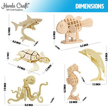 Load image into Gallery viewer, Hands Craft DIY 3D Wooden Puzzle Bundle Set, Pack of 6 Sea Animals Brain Teaser Puzzles | Educational STEM Toy | Safe and Non-Toxic Easy Punch Out Premium Wood | (JP2B5)