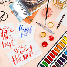 Load image into Gallery viewer, Watercolor Paint Essential Set - 24 Vibrant Colors - Lightweight and Portable - Perfect for Budding Hobbyists and Professional Artists - Paintbrush Included - MozArt Supplies