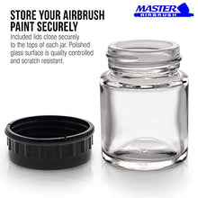Load image into Gallery viewer, Master Airbrush (Pack of 10) TB-001 Empty 3/4 Ounce (22cc) Glass Jar Bottles with Plastic Lids - Replacement Jars, Paint Storage Bottles - Jars Screw Into Siphon Feed Airbrush Lid Adaptor Assemblies