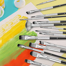 Load image into Gallery viewer, Adkwse Paint Brush Set,15 Pcs Artist Paintbrushes for Acrylic Oil Watercolor Canvas Gouache Body Face Easter Halloween Pumpkin Rock Painting Brushes Includes Pop-up Carrying Case
