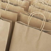 Load image into Gallery viewer, Mesha 50pcs Medium Size Gift Bags with Handle Brown Kraft Paper Bags 8x4.75x10.5 Inch Paper Shopping Bags, Paper Party Favor Bags, Retail Paper Bags Bulk