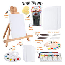 Load image into Gallery viewer, Complete Acrylic Paint Set by Glokers – 36 Piece Professional Painting Supplies Set, Includes Mini Easel, 6 Canvases, Paint Tray, Painting Knives, 10 Paintbrushes and More – Perfect Gift for Artists