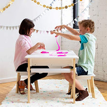 Load image into Gallery viewer, Wildkin Kids Arts and Crafts Table Set for Boys and Girls, Mid Century Modern Design Craft Table Includes Two Stools, Paper and Storage Cubbies Underneath Helps Keep Art Supplies Organized (White)