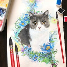 Load image into Gallery viewer, Dainayw Professional Watercolor Paint Brushes, Mop Round Squirrel Hair Paint Brush Set for Art Painting, Gouache, Artist Quality Supplies Red Handle (3 Brushes)