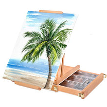 Load image into Gallery viewer, MEEDEN Studio Sketchbox Table Easel with Metal Lined Drawer - Adjustable Solid Beech Wood Tabletop Easel & Sketchbox Artist Easel with Storage, for Studio or Plein Air - Holds canvases up to 34" high
