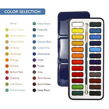 Load image into Gallery viewer, Watercolor Paint Essential Set - 24 Vibrant Colors - Lightweight and Portable - Perfect for Budding Hobbyists and Professional Artists - Paintbrush Included - MozArt Supplies