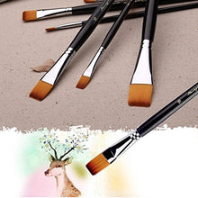 Load image into Gallery viewer, AMAGIC 9Pcs Flat Tipped Brushes with Case for Acrylic Oil Watercolor, Artist Professional Painting Kits with Synthetic Nylon Tips, Long Wood Handle