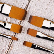 Load image into Gallery viewer, golden maple 6Pcs Japanese Nylon Flat Paint Brush Set Short Wooden Acrylic Handle for Oil Watercolor Acrylic Gouache Paints