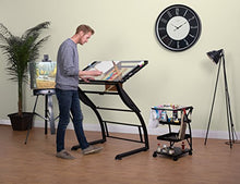 Load image into Gallery viewer, SD STUDIO DESIGNS Triflex Drawing Table, Sit to Stand Up Adjustable Office Home Computer Desk, 35.25" W X 23.5" D, Charcoal Black/Clear Glass