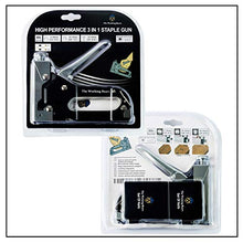 Load image into Gallery viewer, STAPLE GUN FOR UPHOLSTERY WITH STAPLE - 2400 STAPLES - STAPLE GUN FOR WOOD, UPHOLSTERY, FURNITURE, CABLES, CRAFTS AND CARPET - STAPLE GUN HEAVY DUTY - U-TYPE, T-TYPE, D-TYPE SHAPED STAPLES