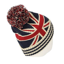 Load image into Gallery viewer, WITHMOONS Knit US Canada Flag Union Jack Pom Beanie Hat JZP0027 (White)
