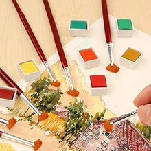 Load image into Gallery viewer, Wode Shop 9 Pieces Artist Fan Brushes Set, Nylon Hair Wood Long Handle Paint Brush for Acrylic Watercolor Oil Painting