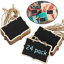 Load image into Gallery viewer, Chalkboard Tags Hanging Wooden Chalkboard Signs 3.35 x 2.36 Inch Mini Wood Chalkboard Labels Rectangle Blackboard Tags Massage Board Signs (24 Pieces)