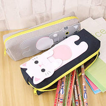 Load image into Gallery viewer, DIFFLIFE Cute Cat Pencil Case, Large Capacity Waterproof Silicone Pencil Case Stationery Pencil Pouch Bag Case Cosmetic Makeup Bag Passport Organizer Bag(Black Cat), Pink (YUNDA921)