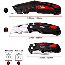 Load image into Gallery viewer, KATA 2-Pack Utility Knives, Heavy Duty Retractable and Folding Box Cutter for Cartons, Cardboard and Boxes with Blade Storage Design, Extra 6 Blades Included,box cutters retractable
