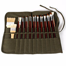 Load image into Gallery viewer, Paint Brush Case Canvas Roll Up Storage Bag Holder Canvas Wrap for Acrylic Watercolor Oil Face Brush - Army Green