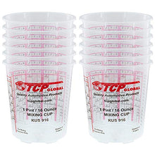 Load image into Gallery viewer, Custom Shop Pack of 12 Each - 16 Ounce Paint Mixing Cups = 1 Pint Cups Have calibrated Mixing ratios on Side of Cup Pack of 12 Paint and Epoxy Mixing Cups