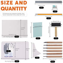 Load image into Gallery viewer, Rustark 19 Pieces Block Printing Starter Tool Kit with Whetstone, Stamp Block, Carving Tools, Tracing Papers,Pencil, Gloves,Eraser and Scrapper, Rubber Stamp Making Kit for Stamping and Printmaking