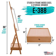 Load image into Gallery viewer, U.S. Art Supply Nantucket Extra Large Wooden H-Frame Studio Easel with Artist Storage Drawer and Shelf - Mast Adjustable to 86" High, Sturdy Beechwood Canvas Holder Stand - Painting, Drawing Sketching