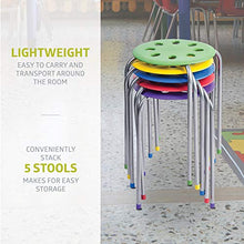 Load image into Gallery viewer, Pearington - PEAR-BW01 Plastic Classroom Furniture Stools for Kids; Multipurpose Stool Chairs; Flexible Seating; Stacking Stools, Stainless Steel Legs,- Set of 5, Multi-Color