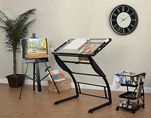 Load image into Gallery viewer, SD STUDIO DESIGNS Triflex Drawing Table, Sit to Stand Up Adjustable Office Home Computer Desk, 35.25" W X 23.5" D, Charcoal Black/Clear Glass