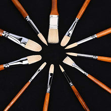 Load image into Gallery viewer, Fuumuui 11pcs Professional Paint Brush Set, 100% Natural Chungking Hog Bristle Artist Brushes for Acrylic and Oils Painting with a Free Carrying Box