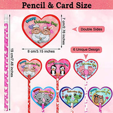 Load image into Gallery viewer, 72 Pieces Valentines Pencils Toppers Cards Valentines Cards Set Valentine's Day Pencils Stationary Kit for Kids Giving School Classroom Exchange Party Favor Supplies