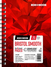 Load image into Gallery viewer, Koh-I-Noor Bristol Smooth Bright White Paper Pad with In and Out Pages, 270 GSM, 5.5 x 8.5", Side Wire-Bound, 20 Sheets per Pad (26170410413)