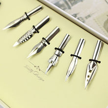 Load image into Gallery viewer, FEATTY Gifts Pen & Ink Set 6 Nibs & Black Ink Bottle Antique Dip Wooden Pen Calligraphy Writing Pen Best Gift & Fancy Dip Pen For All