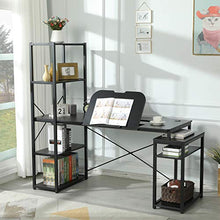 Load image into Gallery viewer, Sedeta Computer Desk with Drawing Table, 64" Large Desk with Shelves for Home Office, Art Table Drafting Desk with Storage, Art Craft Workstation with Bookshelf, Drafting Tables for Artists,Black