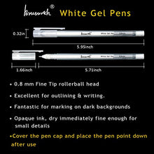 Load image into Gallery viewer, White Gel Pen Set - 0.8 mm Extra Fine Point Pens Gel Ink Pens for Black Paper Drawing, Sketching, Illustration, Card Making, Bullet Journaling, Pack of 6