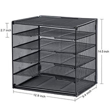 Load image into Gallery viewer, Samstar Letter Tray Paper Organizer, Mesh Desk File Organizer with 5 Tier Shelves and Sorter, Black