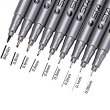 Load image into Gallery viewer, Looneng Technical Fineliner Pens, 9 Assorted Nib Size Permanent Manga Comic Sketch Drawing Pen (Black Ink)