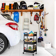 Load image into Gallery viewer, CAXXA 3-Tier Rolling Metal Storage Organizer - Mobile Utility Cart, Kitchen Cart with Caster Wheels (Black)