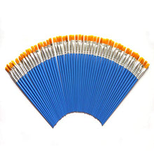 Load image into Gallery viewer, 50 Pcs Flat Paint Brushes Set with Synthetic Hair, Short Plastic Handle, Small Brush Bulk Kit, Acrylic Oil Watercolor Fine Art Painting for Kids, Children, Students, Starter Value Pack