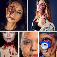 Load image into Gallery viewer, FANICEA Fake Wound Modeling Scar Wax Professional SFX Special Effects Cosplay Stage Makeup Kit with 33g Face Body Paint Makeup Wax, Spatula Tool, Black Stipple Sponge, 18g Coagulated Blood